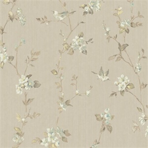 Jacqueline Taupe Floral Scroll Wallpaper