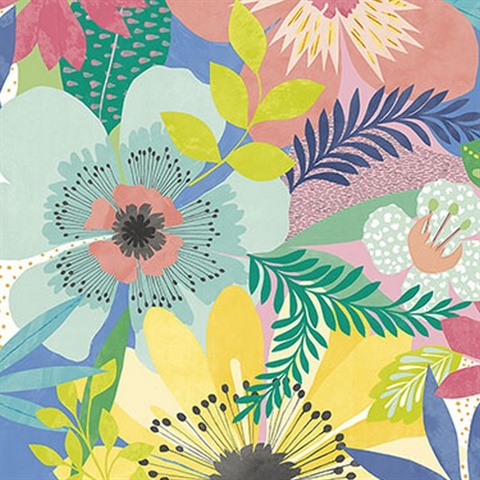 Janis Pastel Floral Riot Wallpaper