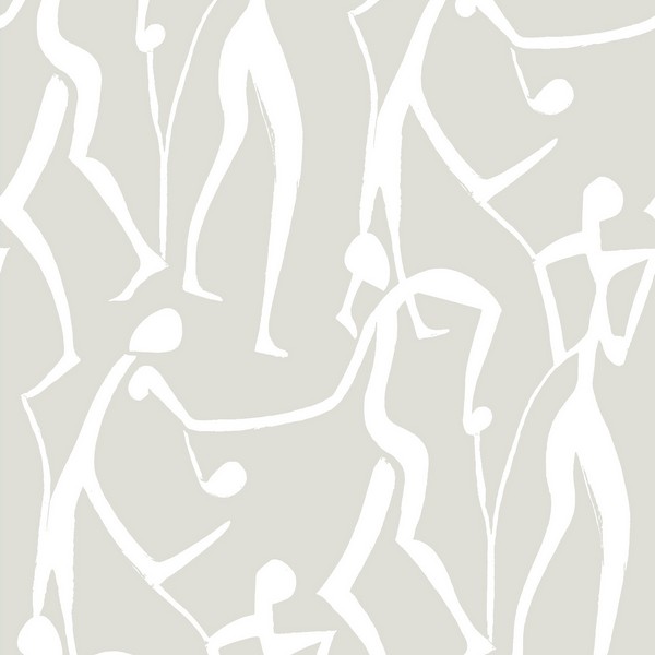 Joyful Dancers Lichen Grey Wallpaper