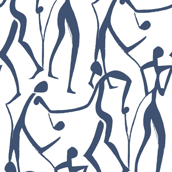 Joyful Dancers Ultramarine Wallpaper