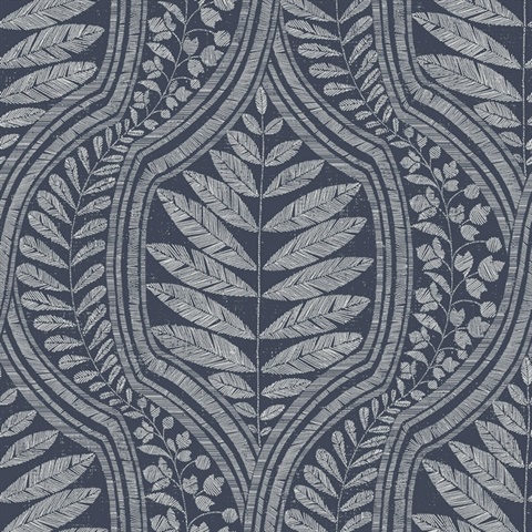 Juno Indigo Ogee Wallpaper