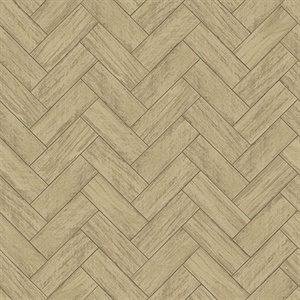 Kaliko Neutral Wood Herringbone Wallpaper