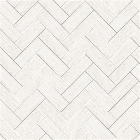 Kaliko White Wood Herringbone Wallpaper