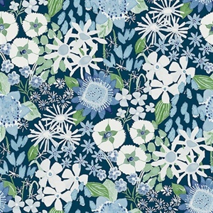 Karina Blue Wildflower Garden Wallpaper