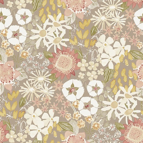 Karina Neutral Wildflower Garden Wallpaper