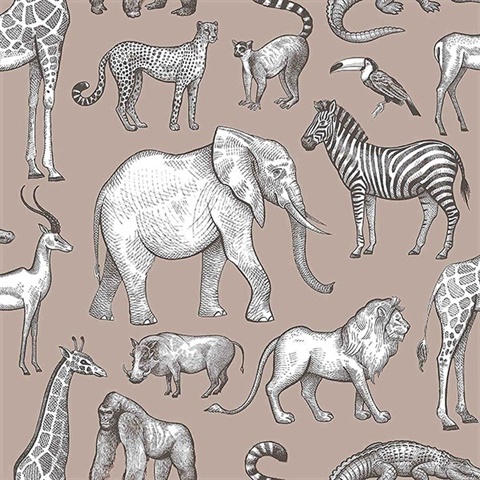 Kenji Light Brown Safari Wallpaper
