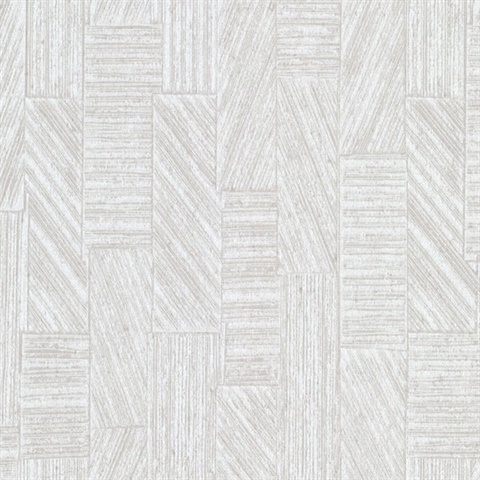 Kensho Off-White Parquet Wood Wallpaper