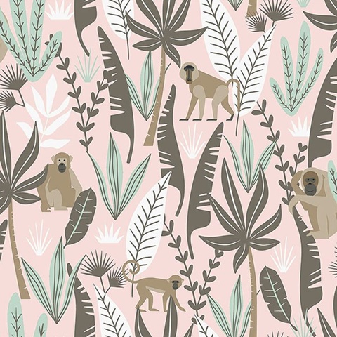 Kiki Pink Monkeys Wallpaper