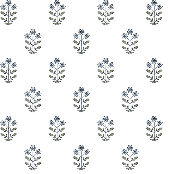 Kit Blue Heather Floral Wallpaper