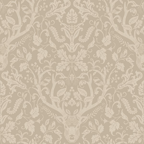Kiwassa Light Brown Antler Damask Wallpaper