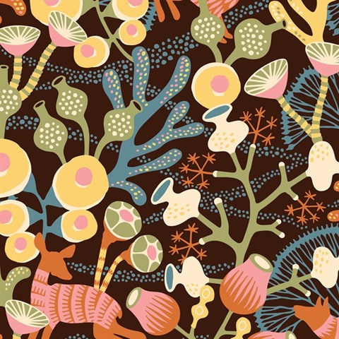 Korall Orange Meadow Wallpaper