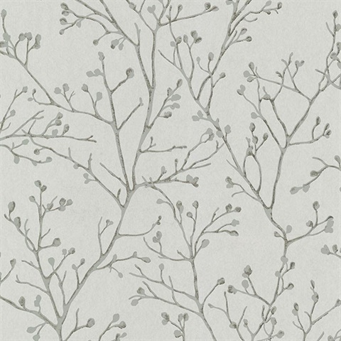 Koura Platinum Budding Branches Wallpaper