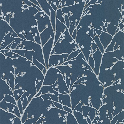 Koura Sapphire Budding Branches Wallpaper