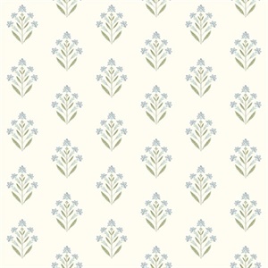 Kova Aquamarine Floral Crest Wallpaper