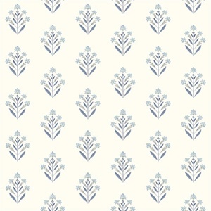 Kova Blue Floral Crest Wallpaper