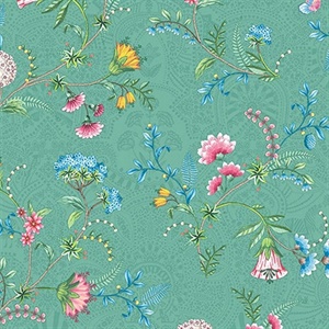 La Majorelle Green Ornate Floral Wallpaper