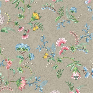 La Majorelle Khaki Ornate Floral Wallpaper