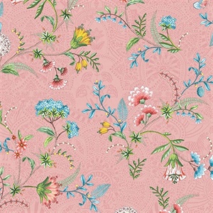 La Majorelle Pink Ornate Floral Wallpaper