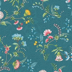 La Majorelle Teal Ornate Floral Wallpaper