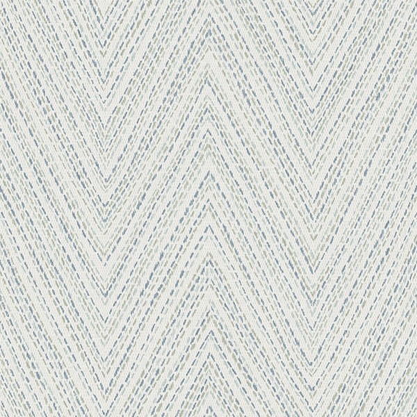 Lainey Blue Stitched Chevron Wallpaper