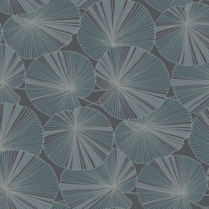 Layered Deep Blue Lily Pads Wallpaper