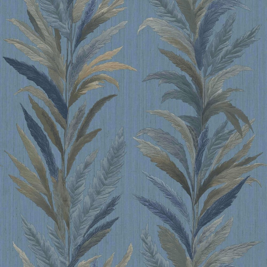 Leaf Flourish Blue Wallpaper
