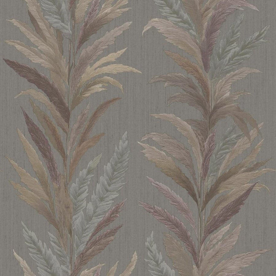 Leaf Flourish Silver Grey Wallpaper