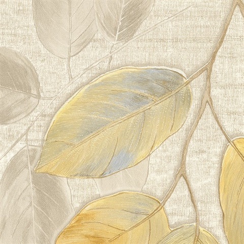 Dorado Beige Leaf Toss Wallpaper