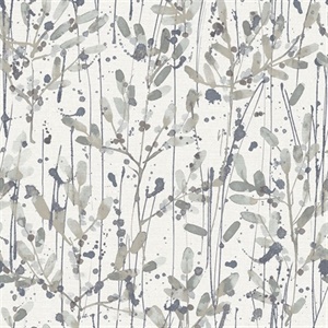 Leandra Grey Floral Trail Wallpaper