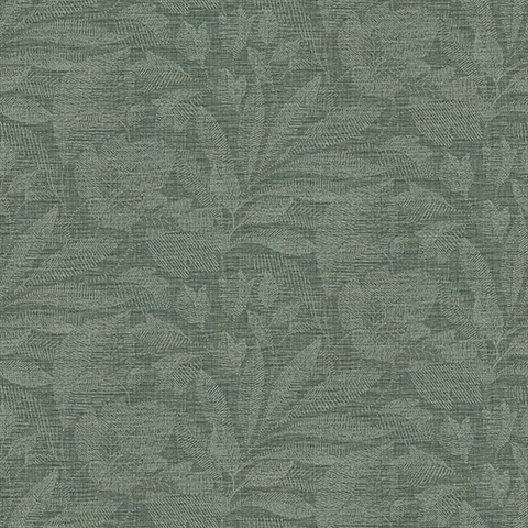 Lei Green Etched Leaves Wallpaper