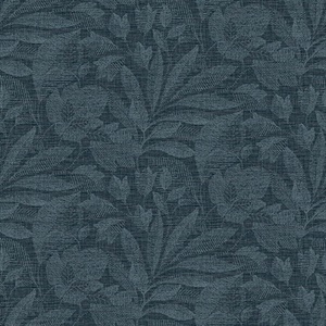Lei Navy Etched Leaves Wallpaper