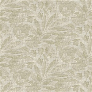 Lei Neutral Etched Leaves Wallpaper