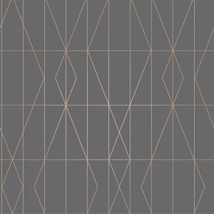 LeVeque Charcoal Deco Diamond Geo Wallpaper