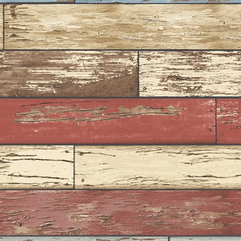 Levi Red Scrap Wood Wallpaper