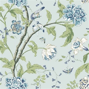 Light Blue Teahouse Floral Wallpaper