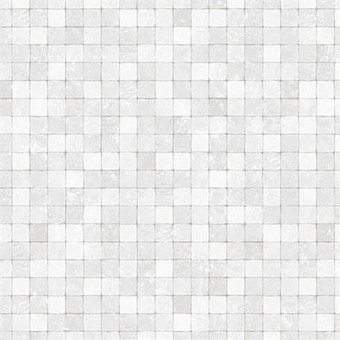 Light Silver Textured Tiles Wallpaper