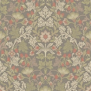 Lila Moss Strawberry Floral Wallpaper