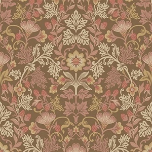 Lila Pink Strawberry Floral Wallpaper
