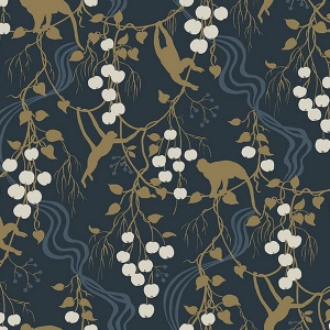 Linden Navy Jungle Canopy Wallpaper