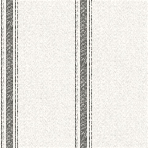 Linette Black Fabric Stripe Wallpaper
