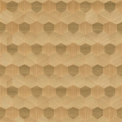 Linzhi Copper Sisal Grasscloth Inlay Wallpaper
