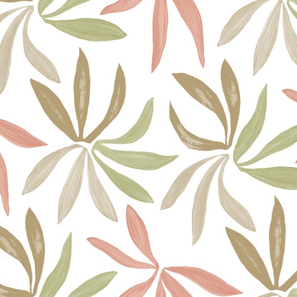 Little Garden Leaf & Coral Wallpaper