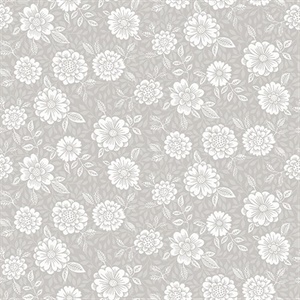 Lizette Grey Charming Floral Wallpaper