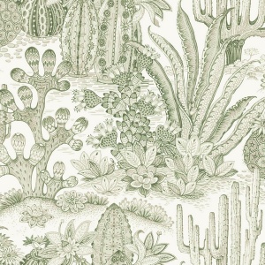 Lotus Land Cacti Palm Wallpaper