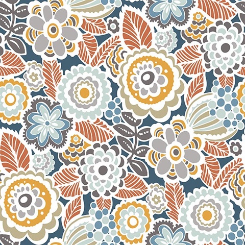 Lucy Navy Floral Wallpaper