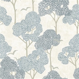 Lykke Blue Textured Tree Wallpaper