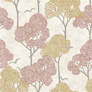 Lykke Coral Textured Tree Wallpaper
