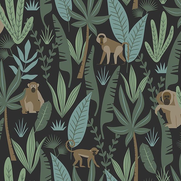 Macaque Dark Green Monkeys Wallpaper