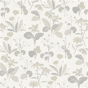 Magdalena Light Grey Dandelion Wallpaper