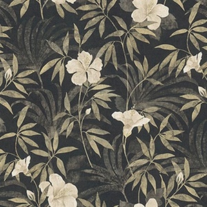 Malecon Charcoal Floral Wallpaper